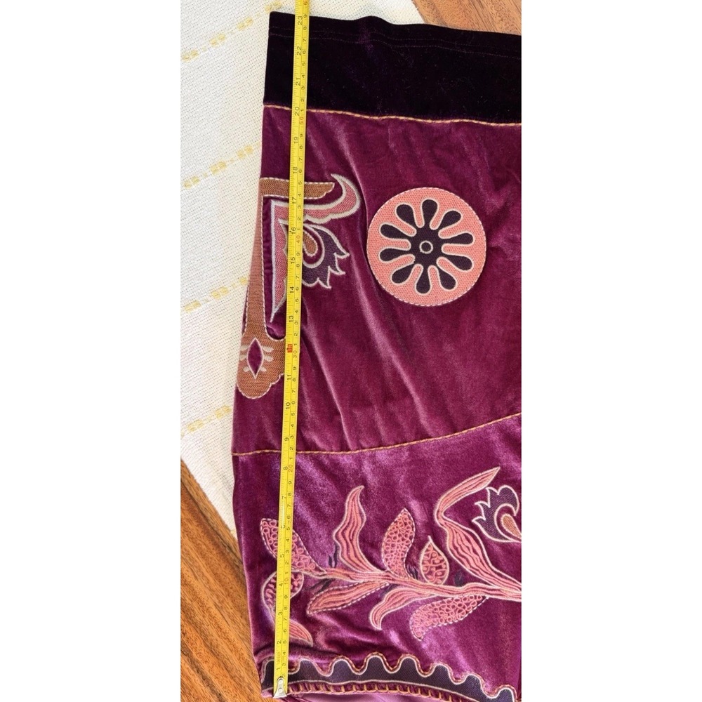 Easel Women's Embroidered Velvet Tunic Top Magenta Size Large Boho Peasant - Picture 13 of 14